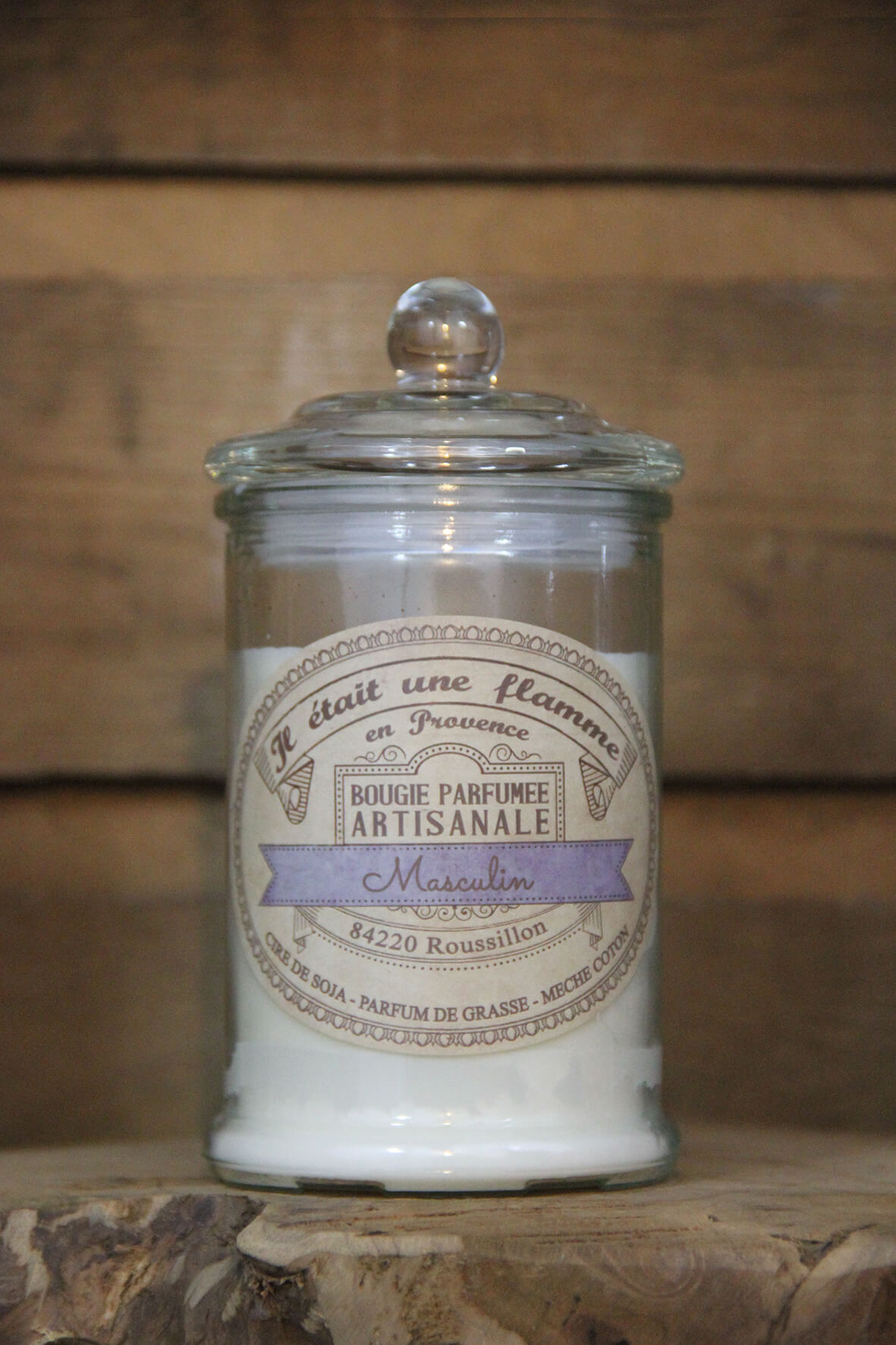 bougies bio artisanales parfumées le mâle Gauthier naturelles non toxique fabriquées à la main cire végétale de soja parfum de Grasse, 300g, 60h de combustion.