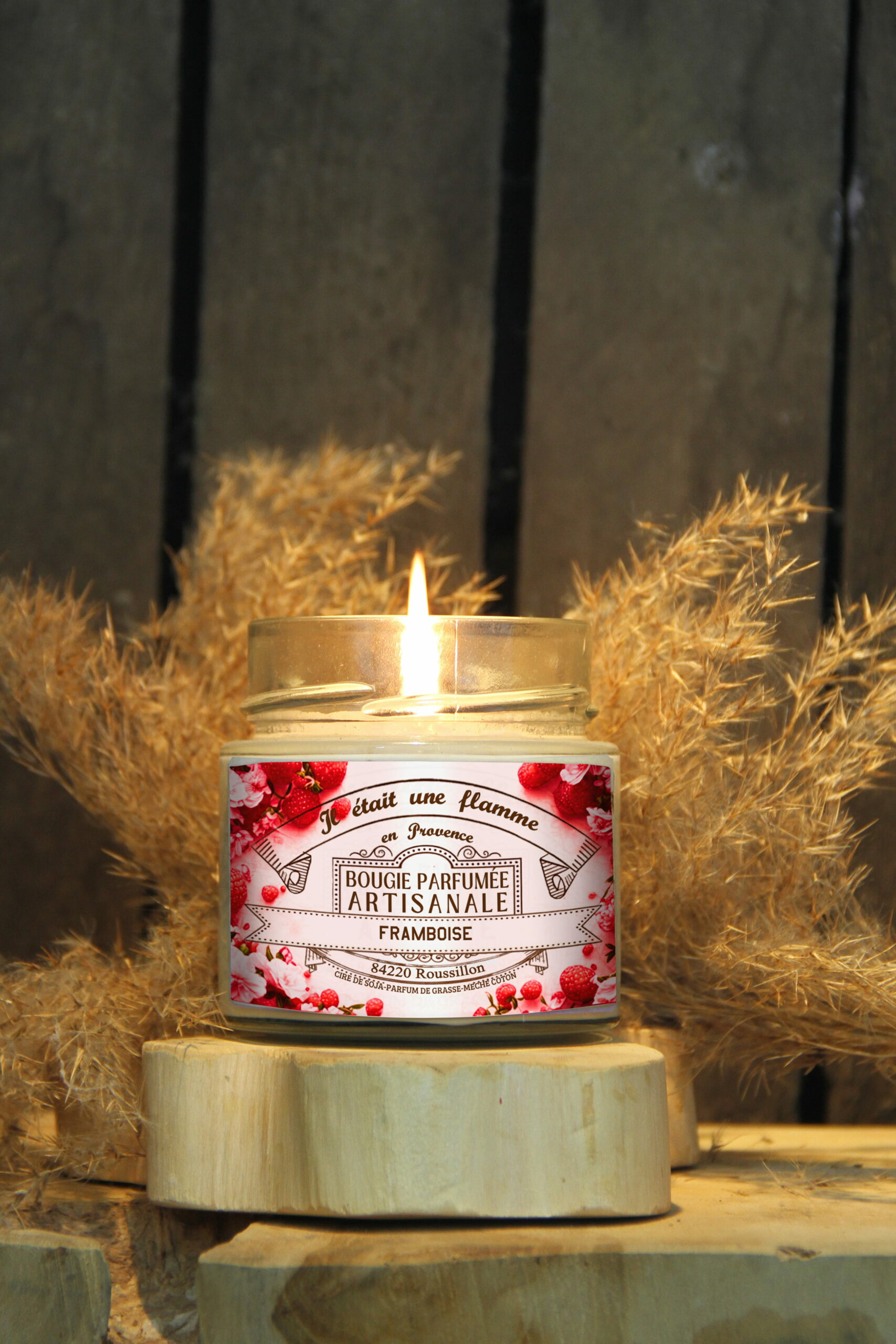 bougie artisanale parfumée framboise